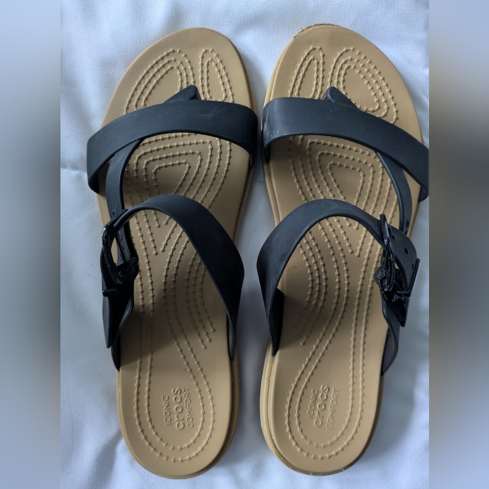 Black Crocs Sandals Size 8